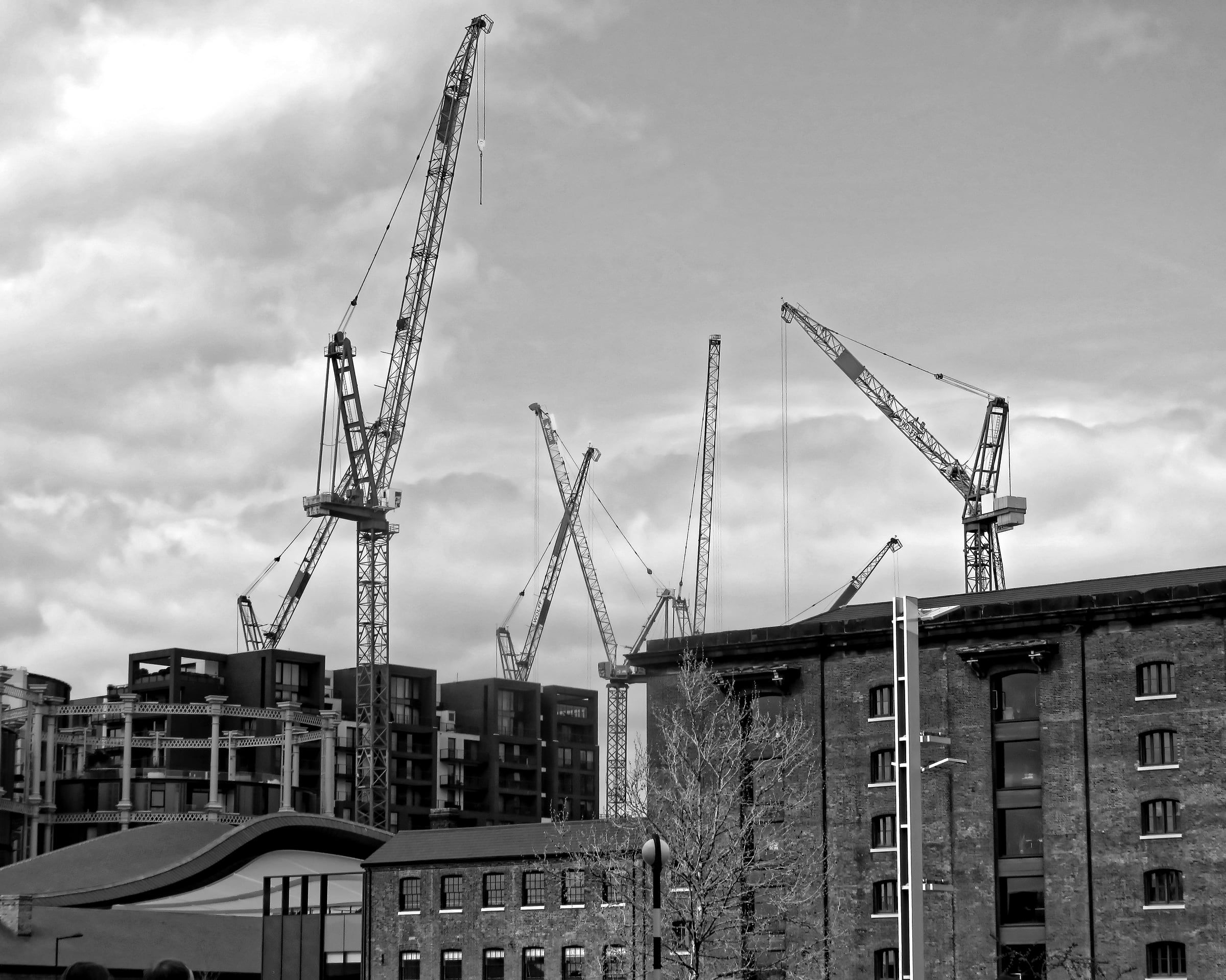 Tower cranes above the King’s Cross Central development in London.